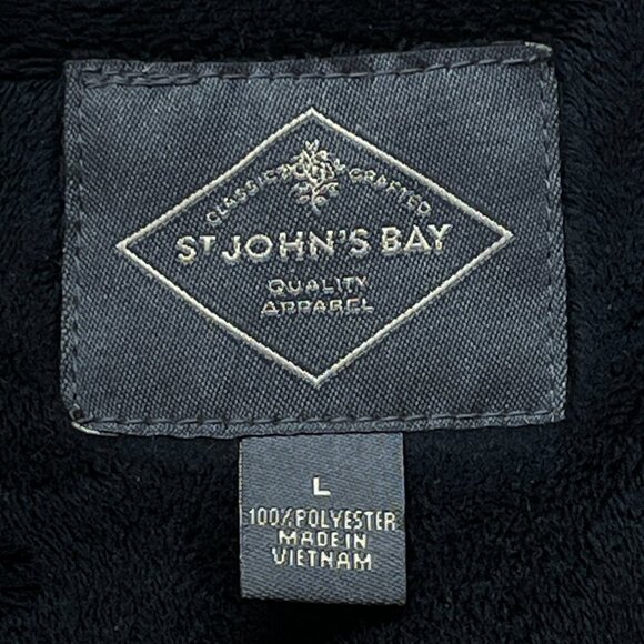 St John Bay Women's Navy Blue Coat Jacket Zipper Removable Hood Vests Size L - Picture 8 of 13